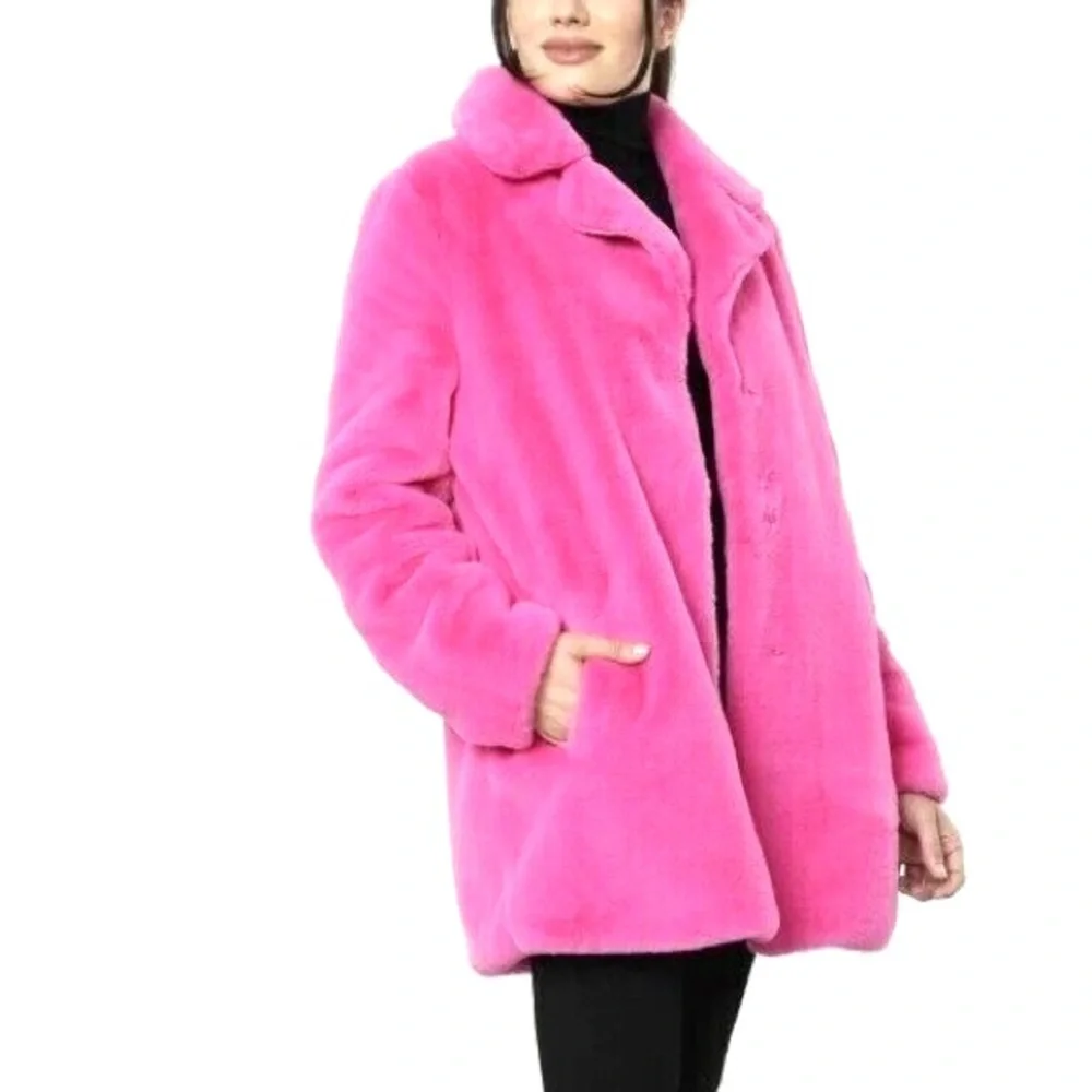 Vigoss Hot Pink Faux Fur Teddy Jacket- Size M- NWOT - Picture 5 of 8